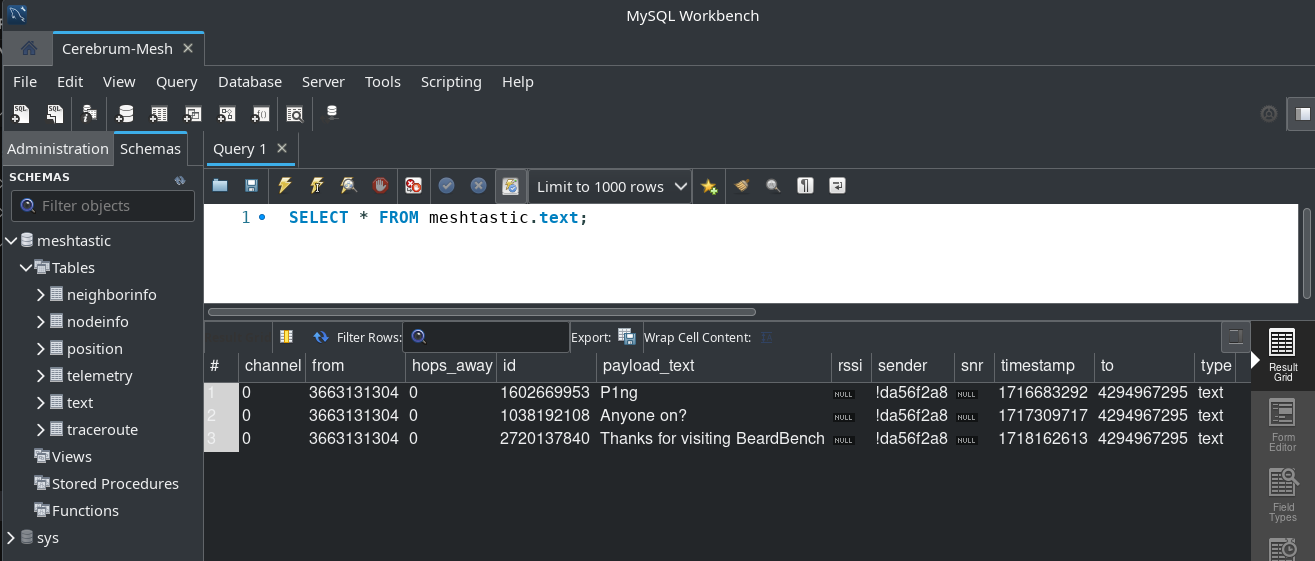 MySQL Workbench Query